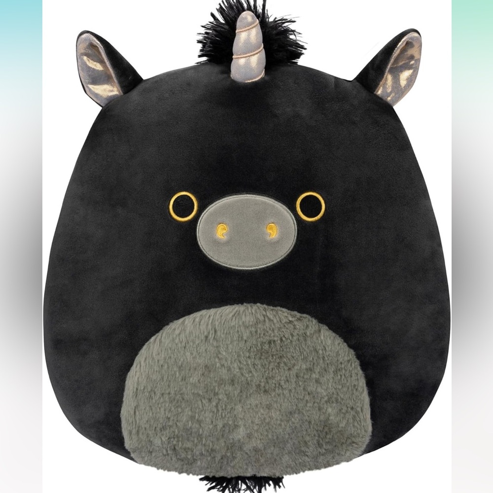 New Squishmallows Nicolita Black & Gold Unicorn - Ultrasoft Jazware 12 x 15